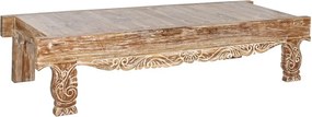 Măsuță de cafea dreptunghiulară din lemn de tec reciclat sculptat manual, natur, finisaj patinat, 45 x 200 x 70 cm, „Caldera” – Ethnic Collections