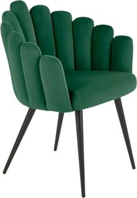 Scaun tapitat K410, verde/negru, stofa catifelata/metal, 65x62x85 cm