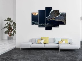 Tablou cu lupi în lună (150x105 cm)