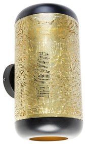 Aplică vintage neagră cu alamă 20 cm cu 2 lumini - Kayleigh
