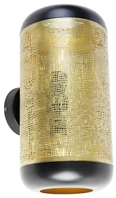Aplică vintage neagră cu alamă 20 cm cu 2 lumini - Kayleigh