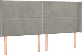vidaXL Tăblie de pat cu aripioare gri deschis 203x16x118/128cm catifea