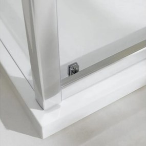 Cabină de duș asimetrică pătrată Vincenzo cu finisaj Easy Clean, fără cădiță de duș