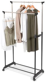 Suport dublu mobil pentru haine, cu înălțime reglabilă Compactor Cleano