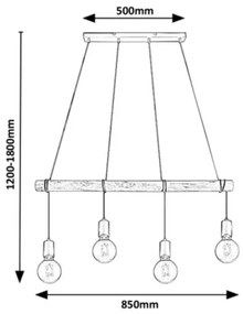 Lustră pe cablu PABLO 4xE27/40W/230V Rabalux 3980