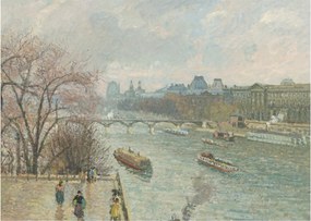 Tablou - Camille Pissarro, The Louvre, Afternoon, Rainy Weather, reproducere (70x50 cm)