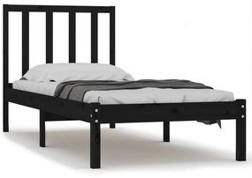 3105035 vidaXL Cadru de pat mic single, negru, 75x190 cm, lemn masiv de pin