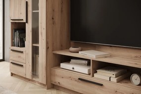 Mobilier living Male – 320x50x200 cm – Stejar Artisan / Negru