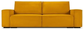 Canapea 3 locuri extensibila Eveline cu tapiterie reiata, galben