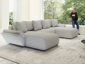 Colțar extensibil dumonde cu ladă de depozitare si sezut confortabil din spuma high-density, Berlin U Euphoria Dove 380x180 cm