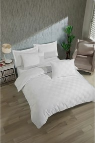 Set lenjerie pat KARELI SATEN, alb, bumbac/poliester, 200x220 cm, cu c