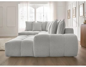 Colțar gri deschis extensibil/cu spațiu de depozitare cu tapițerie din chenille (cu colț pe partea stângă/în formă de "U") Everest – Bobochic Paris