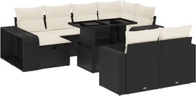 vidaXL Set canapele de grădină cu perne, 11 piese, negru, poliratan