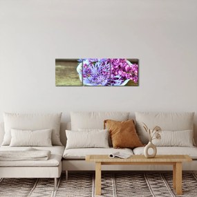 Tablou - plantă violetă (cu ceas) (90x30 cm)