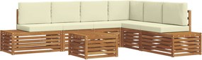 vidaXL Set de canapele de exterior cu pernă 7 Bucată Natural și Crem