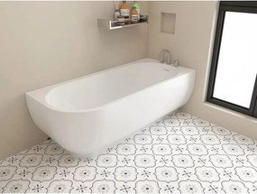 Cada freestanding Rune Birka Rund acril alb lucios 170x75 cm cu montare pe dreapta lipitadeperete,BTW