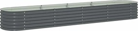 vidaXL Strat înălțat de grădină, gri, 400x80x44 cm, oțel galvanizat