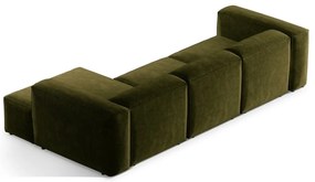 Colțar verde cu tapițerie din catifea reiată (cu colț pe partea dreaptă/cu șezlong) Bergano – Cosmopolitan Design