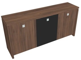 Dulap mic Verno 188 x 46 x 90 cm, uși combinate, nuc / negru