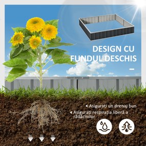 Outsunny Pat Modular Suprainălțat pentru Legume, Structură din Oțel Zincat, Ideal pentru Plante și Ierburi, 258x90x30 cm, Gri Inchis | Aosom Romania