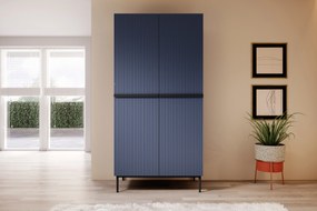 Dulap Nicole 100 cm dormitor - MDF albastru marin / picioare negre