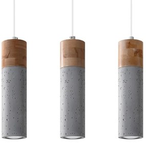 Lustră pe cablu ZANE 3xGU10/40W/230V beton/lemn Sollux SL.0967