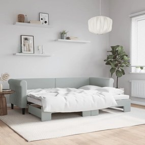 3197764 vidaXL Pat de zi cu extensie, gri deschis, 80x200 cm, catifea