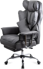 Scaun directorial gri din piele ecologica rezistent pana la 150 kg OFF 413