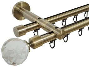 Galerie dubla teava profil kula crystal ,prindere perete 19/19 aur antic (Alege marime: 160 cm)