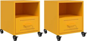 vidaXL Noptiere, 2 buc., galben muștar, 36x39x43,5 cm, oțel