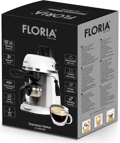 Espressor Floria ZLN9359 Alb, putere 800W, presiune de 3.5 bari, usor de curatat