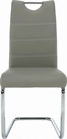 Scaun de bucatarie ABIRA NEW, gri deschis/crom, piele ecologica/metal,
