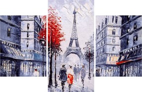 Tablou - Străzi din Paris, pictură în ulei (90x60 cm)