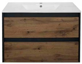 Mobilier de baie Porto 80 cu bază și lavoar în culoarea stejarului rustic antracit