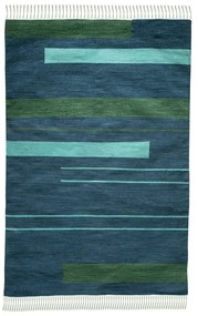 Covor reversibil pentru exterior din plastic reciclat Green Decore Marlin, 90 x 150 cm, albastru-închis