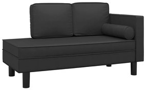 340695 vidaXL Șezlong cu perne și suport, negru, piele artificială