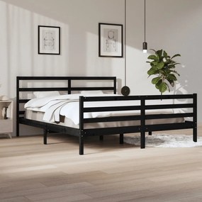 3105030 vidaXL Cadru de pat, negru, 200x200 cm, lemn masiv de pin