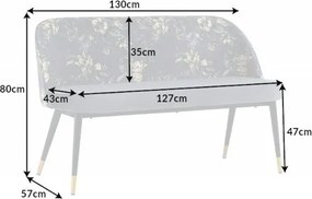 Bancheta moderna tapitata cu model floral Boutique gri