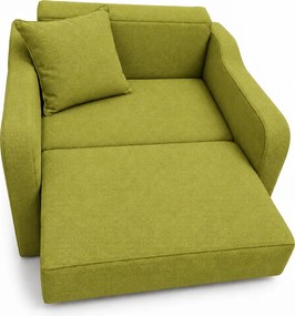 Fotoliu SAMY extensibil, cu lada de depozitare, stofa verde, cadru metalic, 103x100x92 Stofa, Verde
