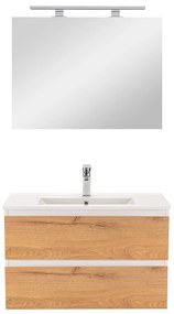 Mobilier complet de baie Vario Forte 80, stejar alb