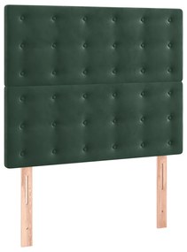 Pat box spring cu saltea, verde inchis, 80x200 cm, catifea Verde inchis, 80 x 200 cm, Nasturi de tapiterie