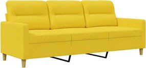 vidaXL Canapea cu 3 locuri, galben deschis, 180 cm, material textil