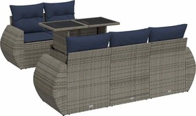vidaXL Set mobilier grădină cu perne 6 piese gri poliratan/lemn acacia