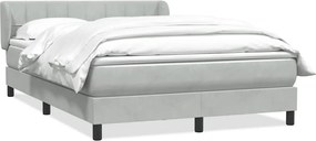 vidaXL Pat box spring cu saltea, gri deschis, 160x210 cm, catifea