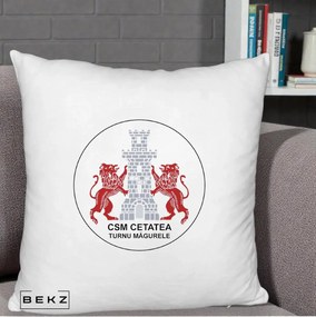 Perna Personalizata CSM Cetatea Turnu Magurele Fotbal, 40x40 cm, Alb Pufos, Husa Detasabila, Perna Inclusa, BEKZ®