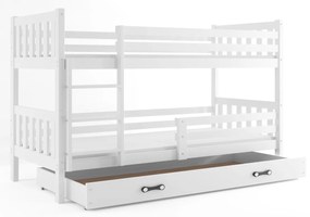 Supermobel Pat supraetajat CARINO 2 + SD + saltea + somieră GRATIS, 190x80, alb, alb
