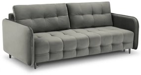 Canapea extensibila Scaleta cu 3 locuri, tapiterie din catifea si picioare din metal negru, gri deschis