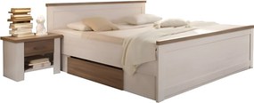 Cadru pat LUMERA 180x200, pin alb/stejar trufa, PAL melaminat, cu 2 se