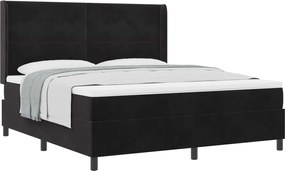 vidaXL Pat cu arcuri cu saltea cu headboard Negru 180 x 200 cm Catifea