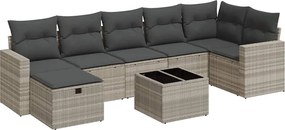 vidaXL Set mobilier de grădină cu perne, 8 piese gri deschis poliratan